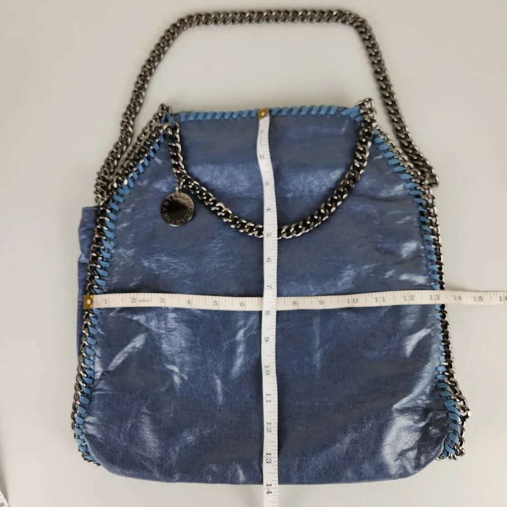Stella McCartney Shoulder Bag Womens Blue Falabella Metallic Shaggy Deer Chain - Picture 4 of 14